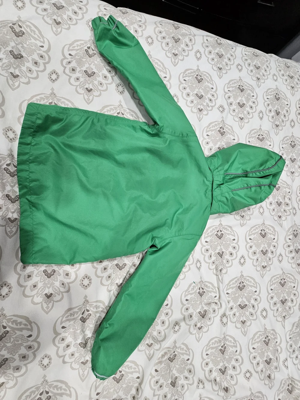 Kids Hooded Rain Jacket with Tow Truck Patch - Green
